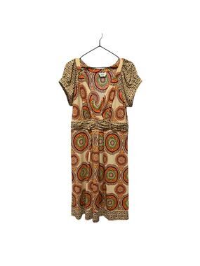 Eci Boho Artsy Floral Orange Dress Size Large